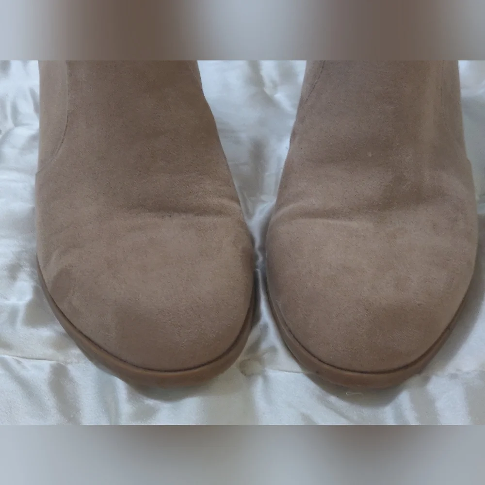Taupe Faux Suede Booties.